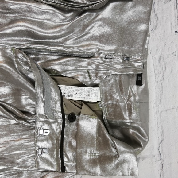 Zara Trafaluc Wide Leg Metallic Khaki Pants Xsmall - Picture 5 of 7